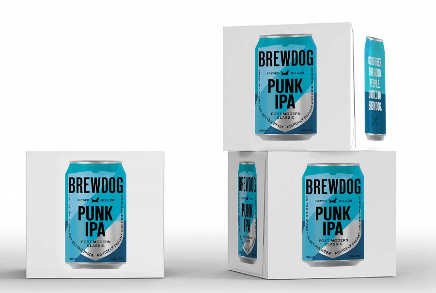 Boxes of Brewdog showing packaging
