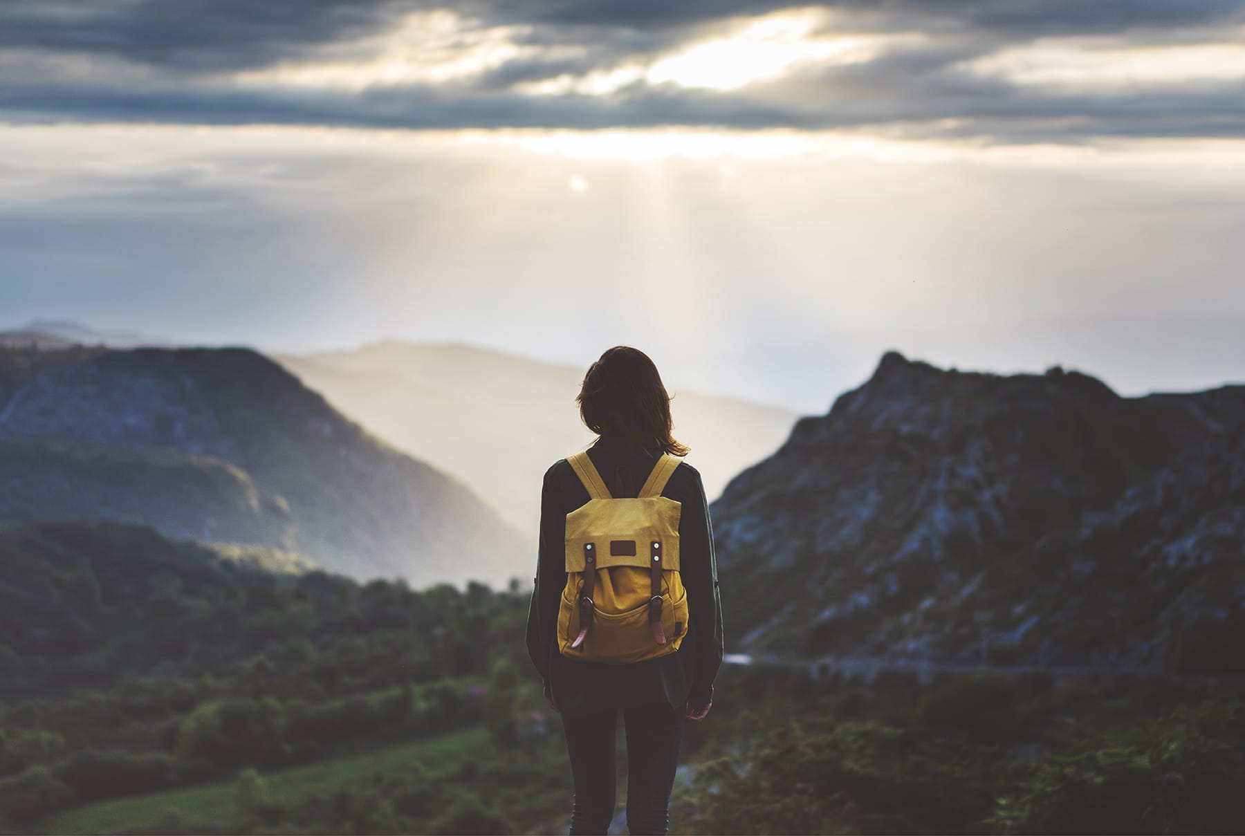 Woman overlooking mountain view