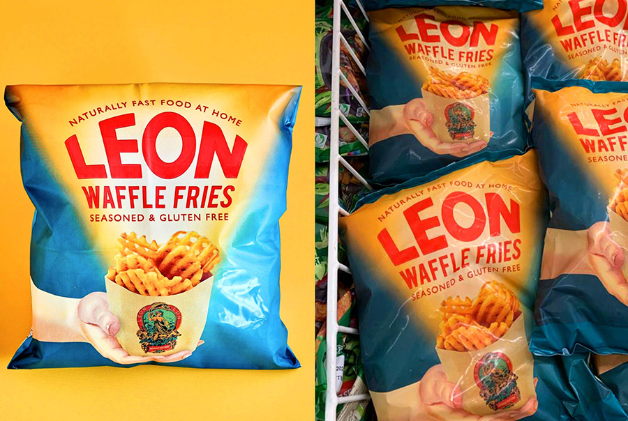 Bags of LEON waffle fries