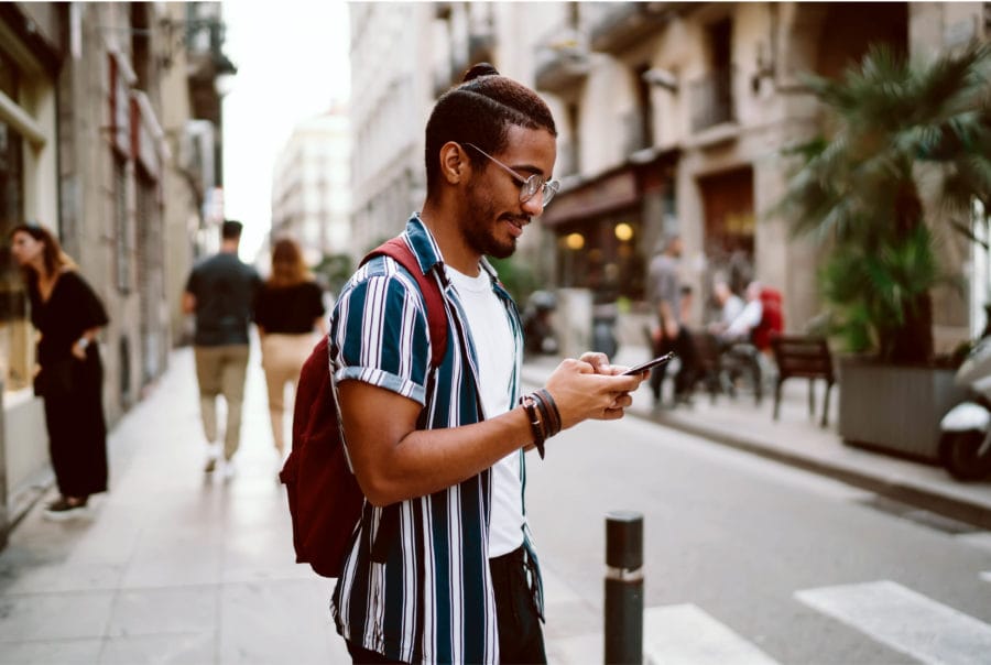 Man using social media