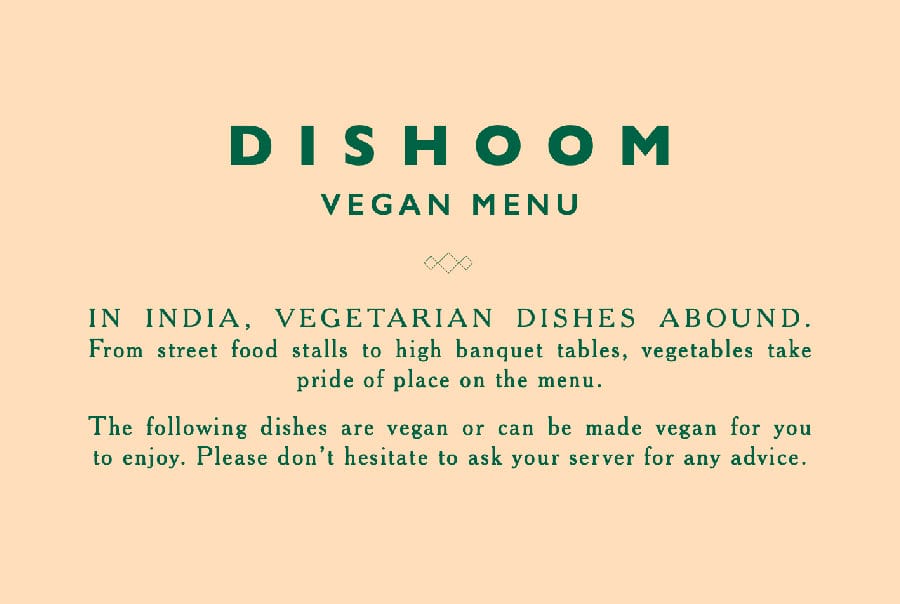 Dishoom Vegan Menu