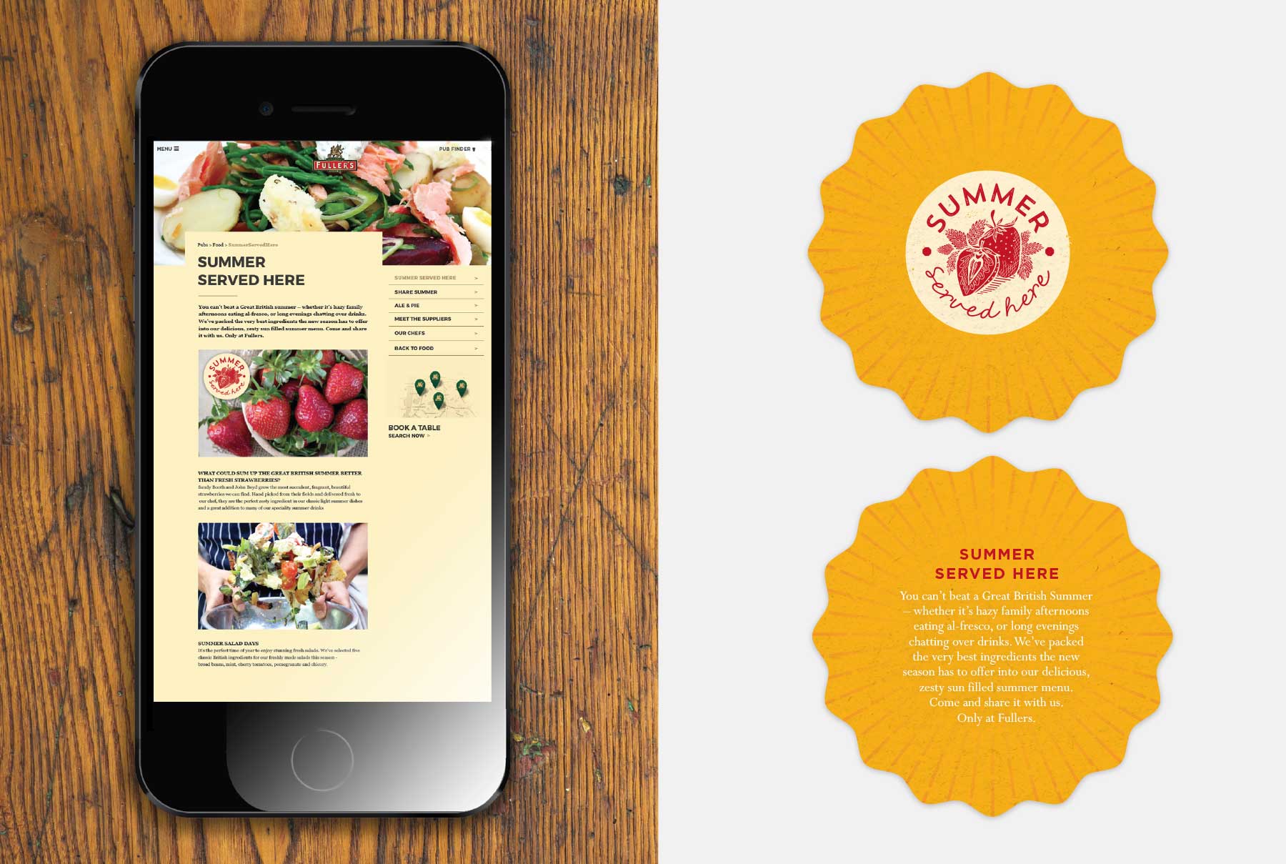 Fuller's Summer Served Here Food Website Design and Beer Matt