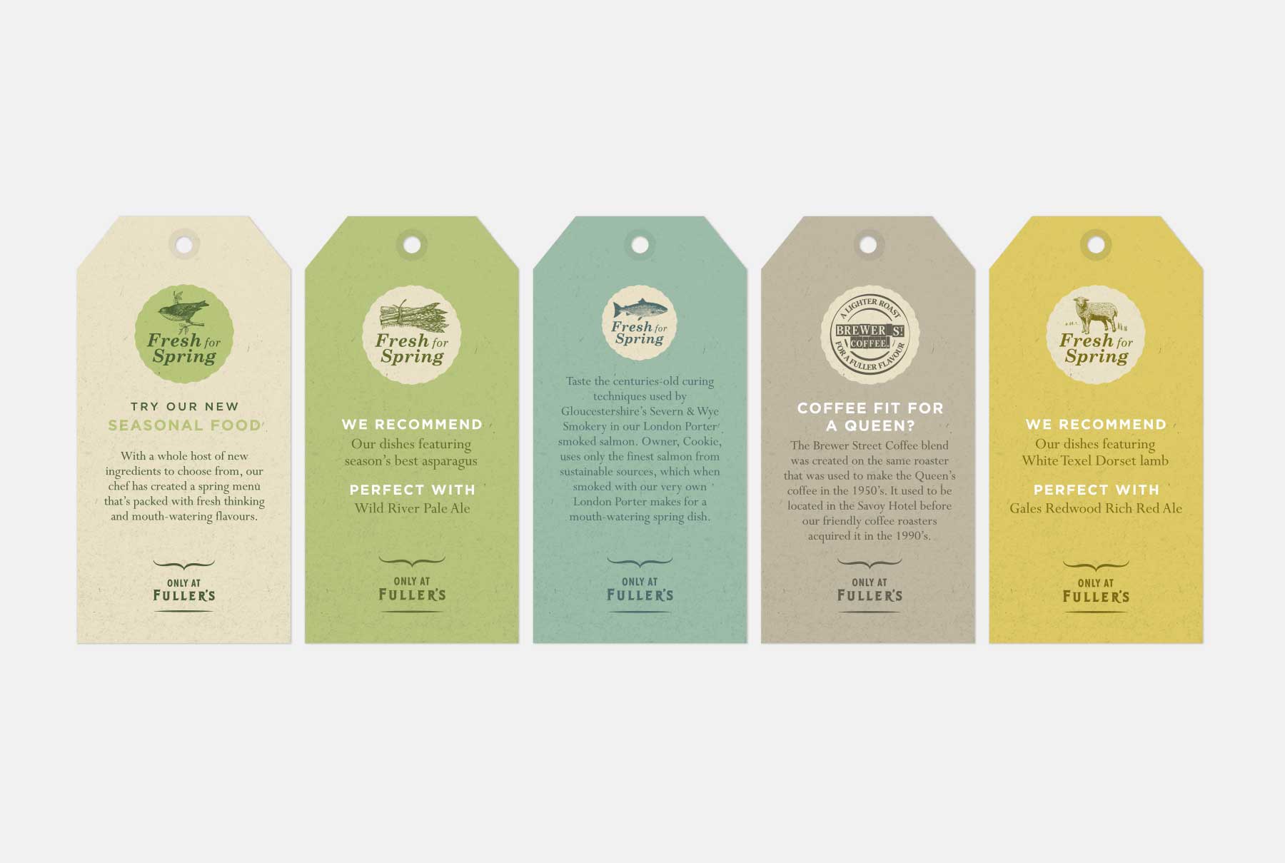 Fuller's Spring Campaign Food Tag Designs