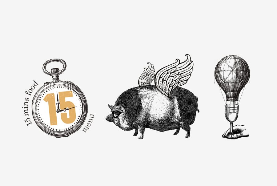 Huxleys Restaurant & Bar Brand Creation - Illustrations