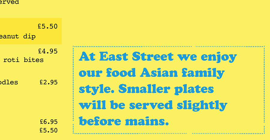 Food Menu Design Tip 7 - Honest Language