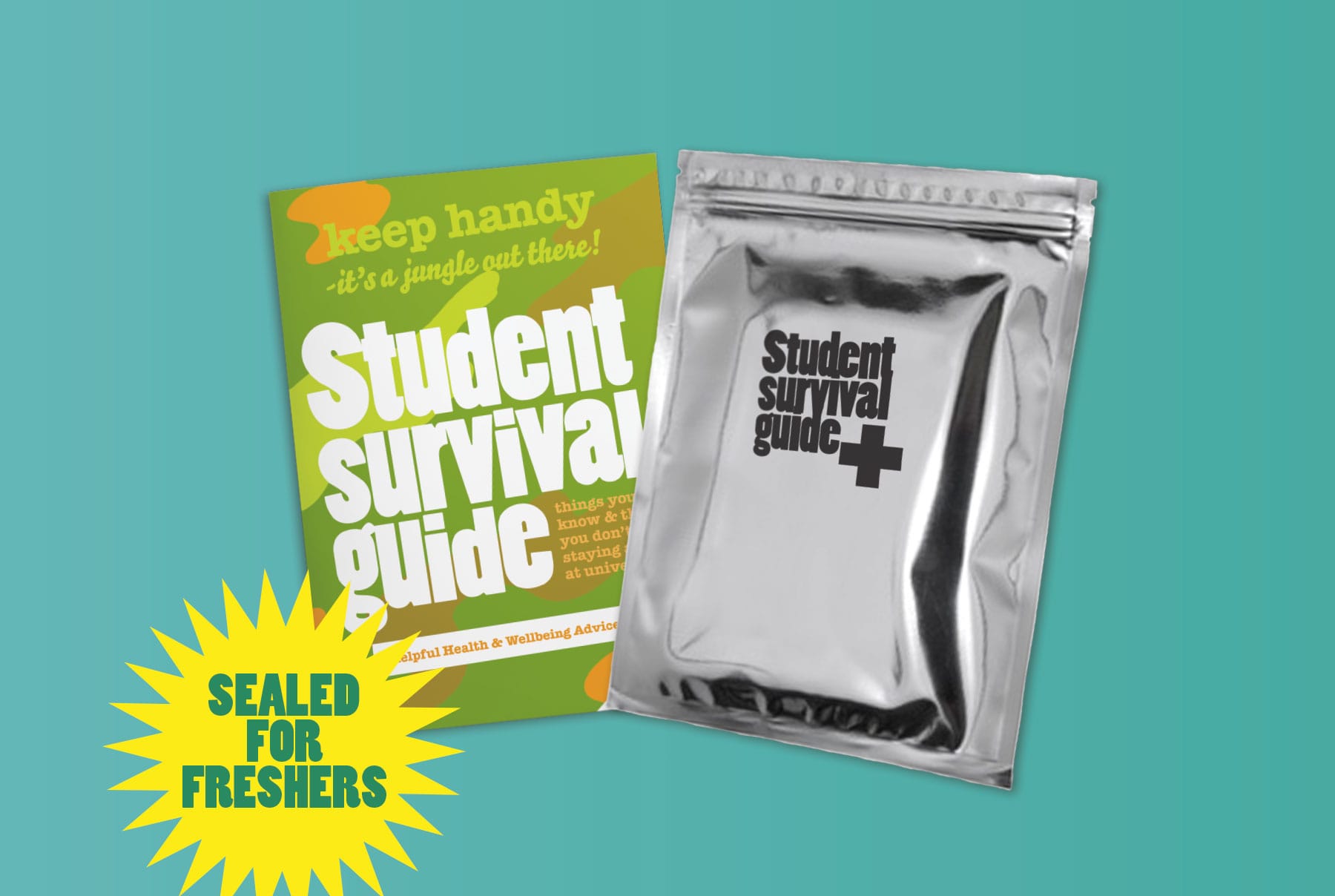 Student Food Survival Guide Brochure Design with Packaging