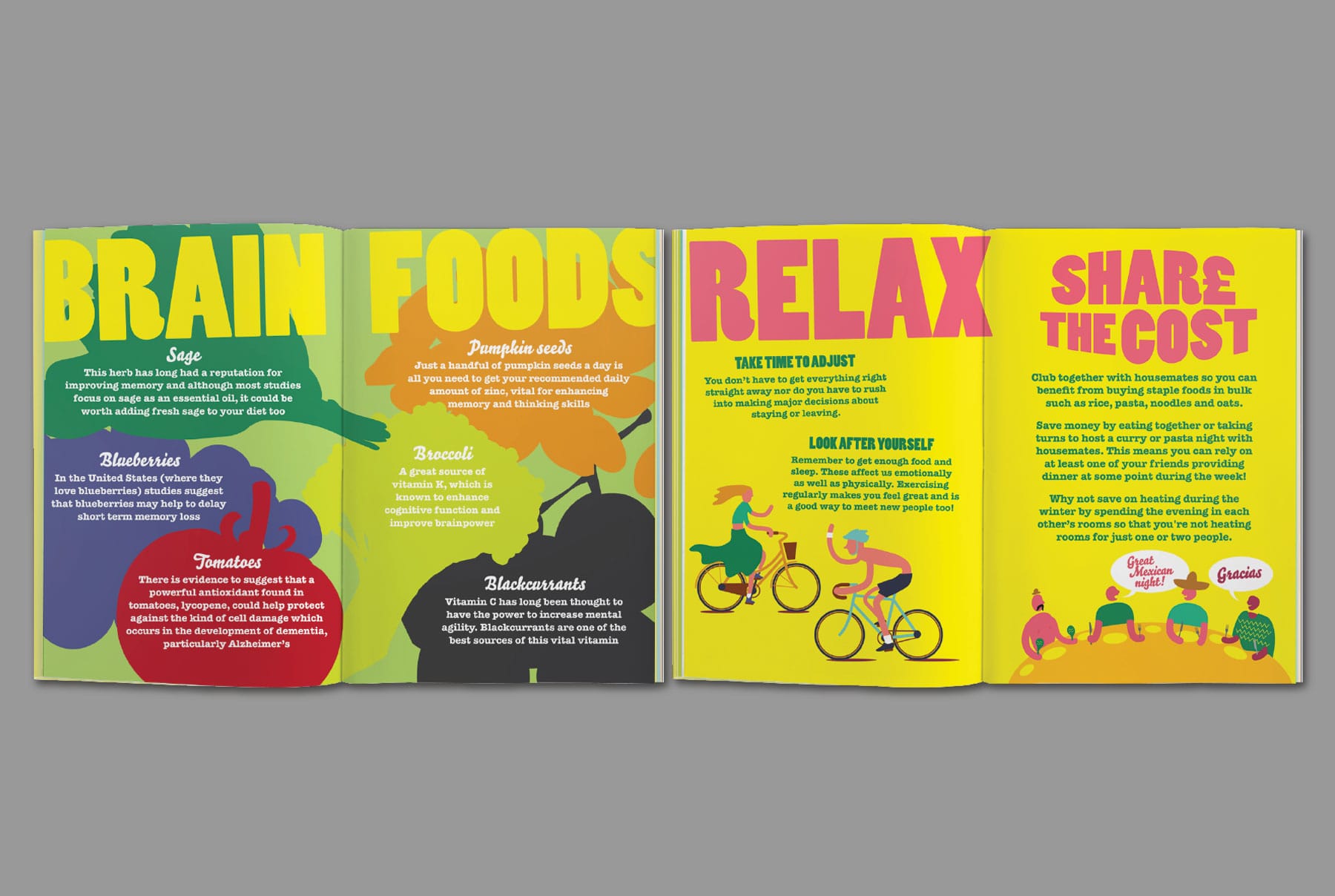 Student Food Survival Guide Brochure Design Spreads