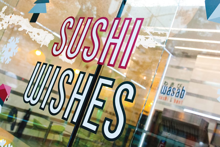Wasabi Christmas Sushi Wishes Window Graphic