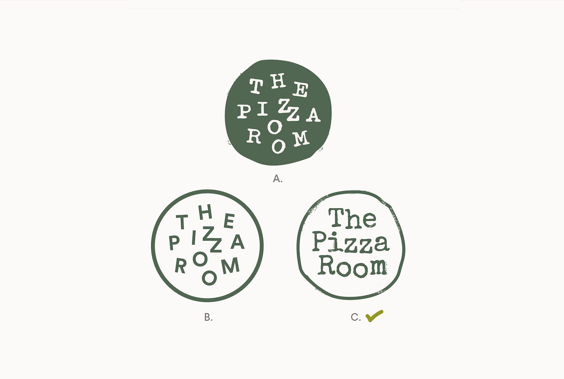 The Pizza Room Logo Options