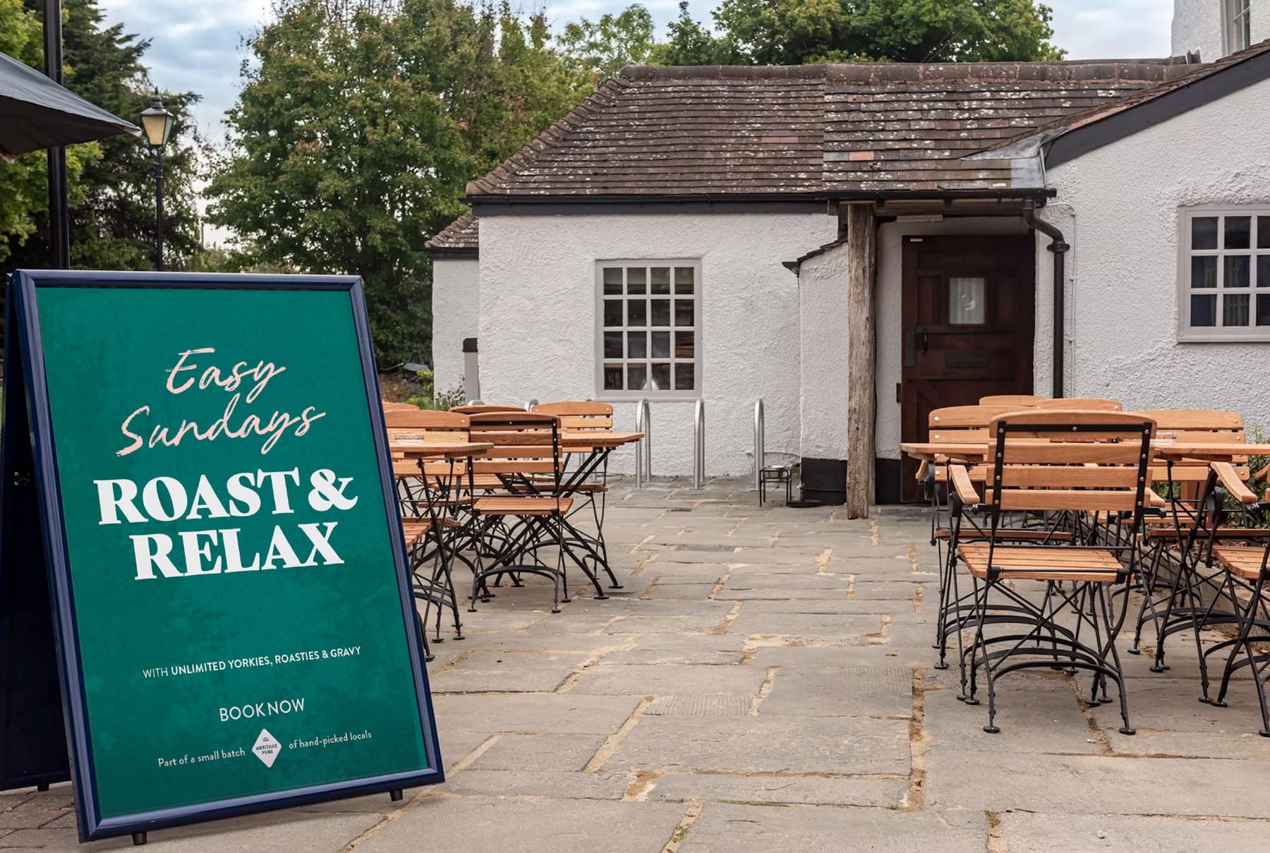 a board signage outside restaurant