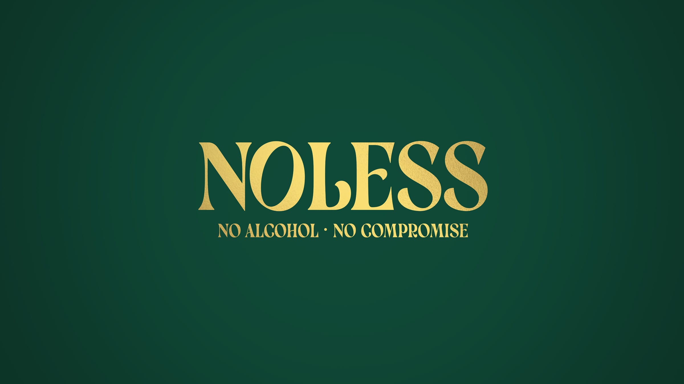 Noless brand logo, no alcohol no compromise, green gold